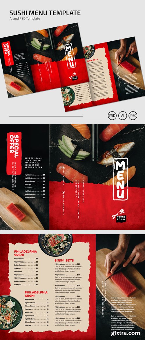 Sushi Menu Template for Photoshop & Illustrator