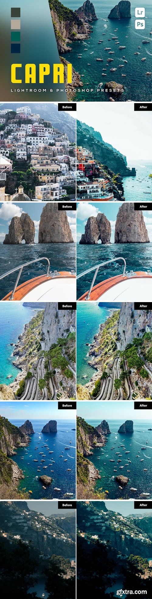 6 Capri Lightroom and Photoshop Presets 9752KJ3