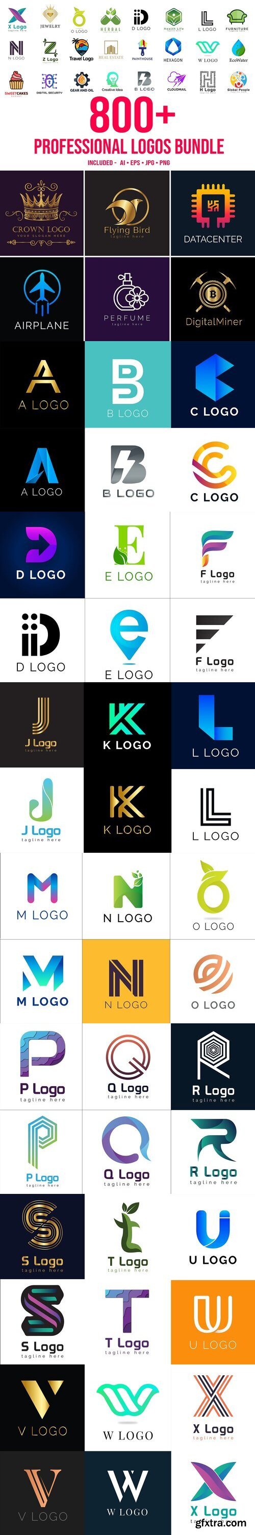 CreativeMarket - 800+ Professional Logos Bundle 6294374