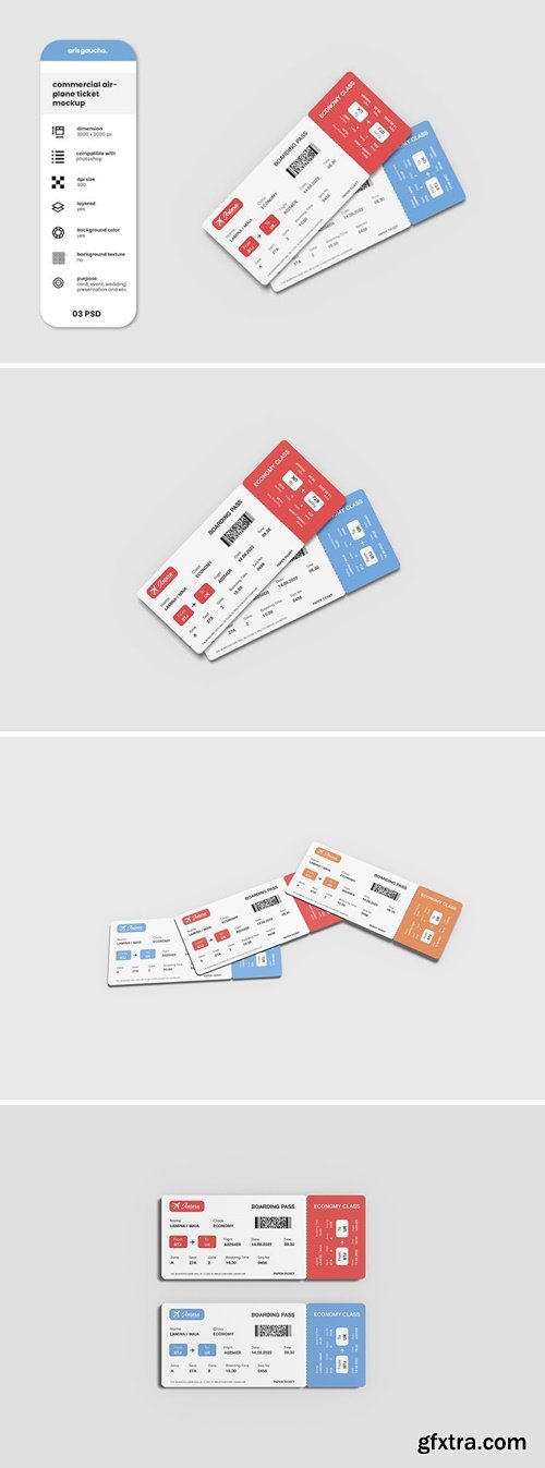 Commercial Airplane Ticket - Mockup MC6AKMH