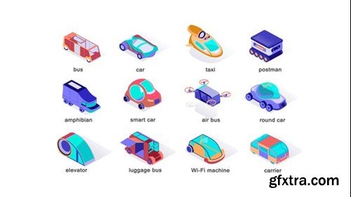 Videohive Transport of the future - Isometric Icons 39425868