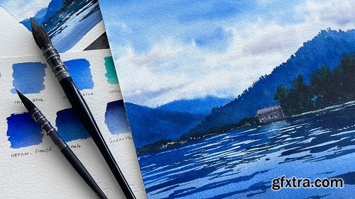 Watercolor Mountain Lake Landscape: Learn to Paint Realistic Clouds and Reflections