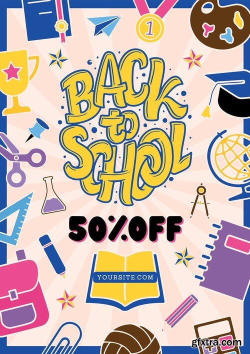 Editable illustrated back to school sale poster template