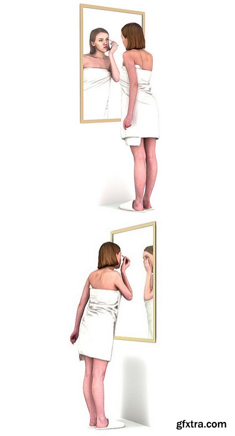 Girl Makes Up After Shower 3D Model