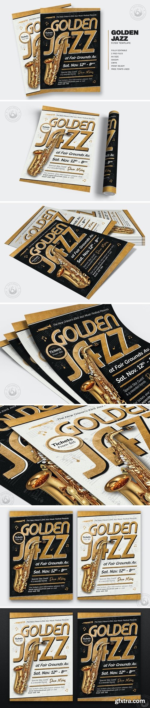 Golden Jazz Flyer Template V8 T2BUE2M