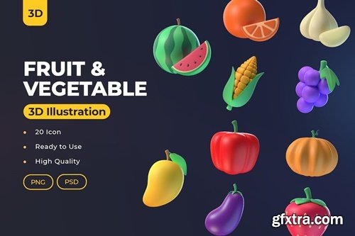 Fruit & Vegetable 3D Icon 3T3TUJH