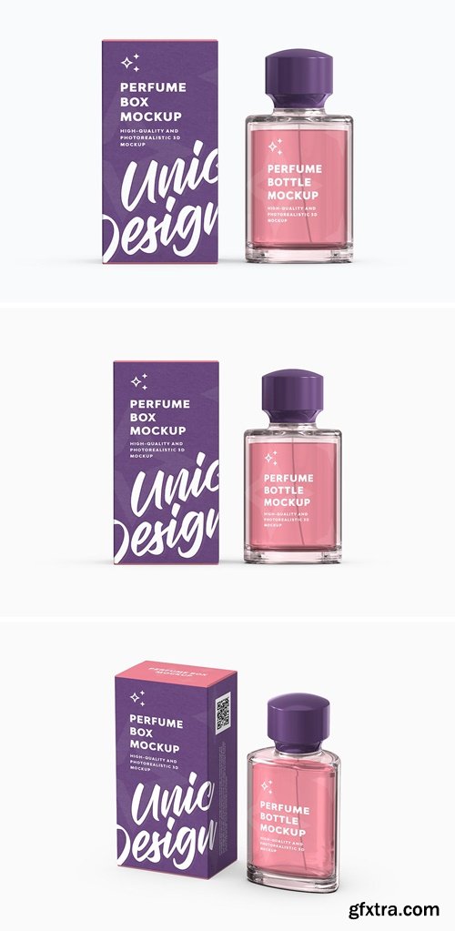 Perfume Bottle & Box Mockup V6PU6MJ