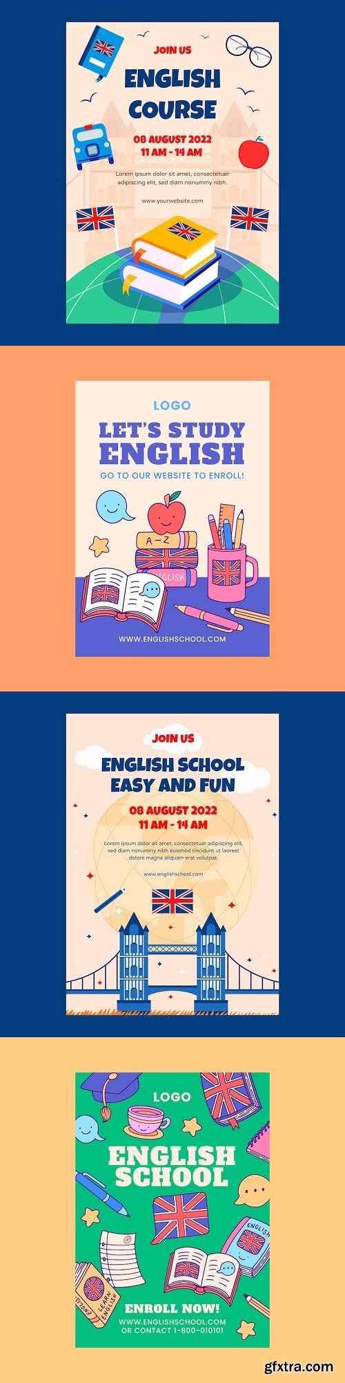 English school poster template