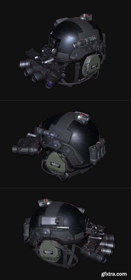 Military Helmet with Night Vision Goggles 3D Model