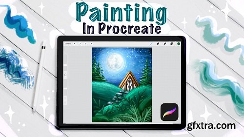 Painting in Procreate - Paint A Whimsical Woodland Cabin On Your iPad - Free Brush + Canvas