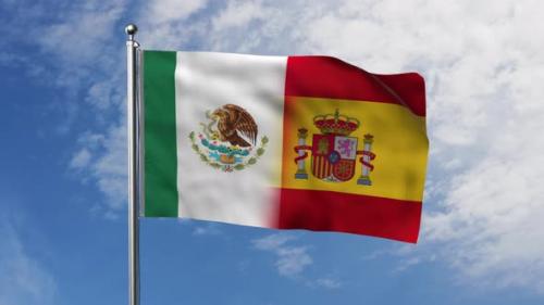 Videohive - Flag of Mexico and Spain with Sky Background - 39596756