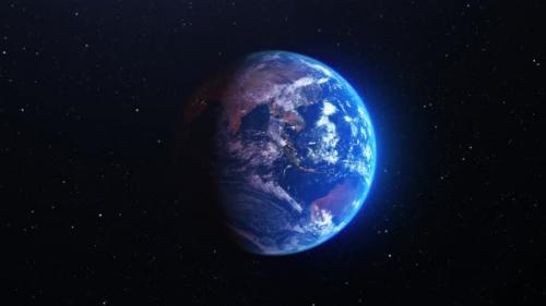 Videohive - Planet earth with moving away or zooming out camera effect, on starry black space background. - 39602633