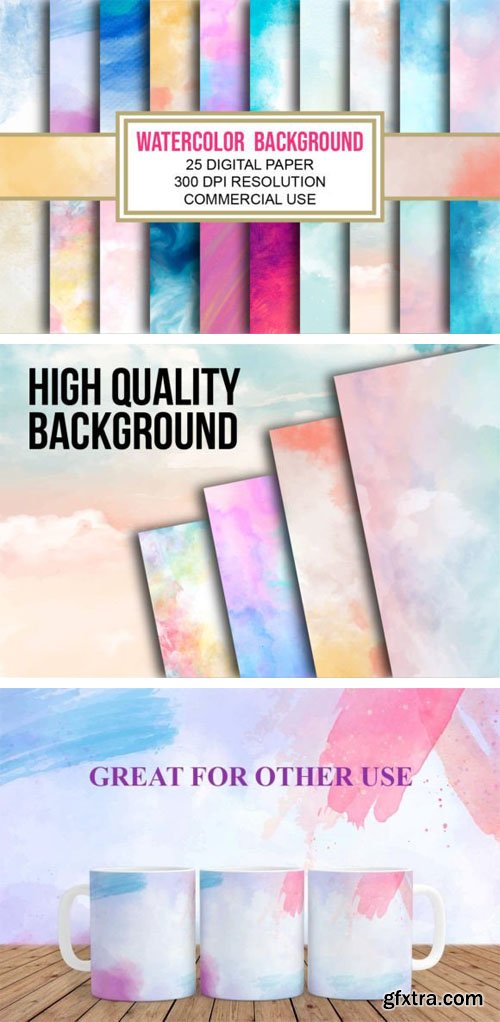 26 Watercolor Background Digital Papers Collection