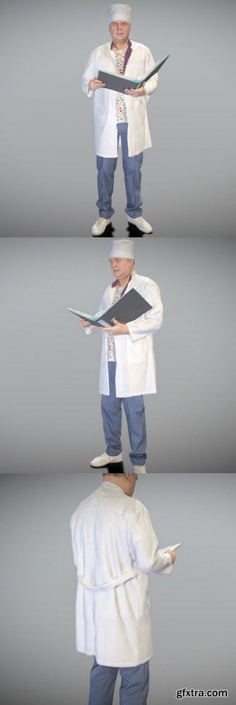 Adult man in medical uniform with a folder 200 3D Model