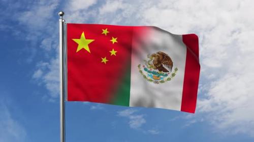 Videohive - Flag of China and Mexico with Sky Background - 39612214