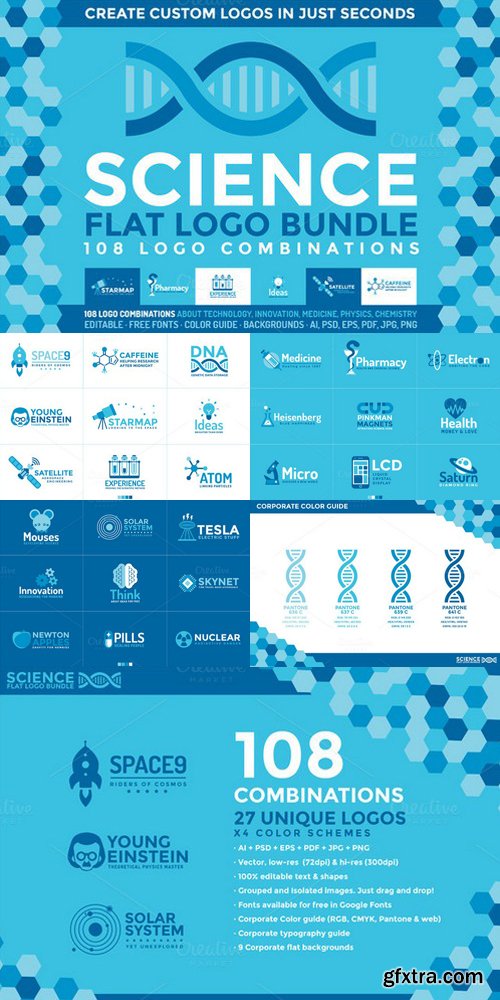 Science: 108 Flat Logos Bundle