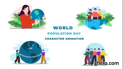 Videohive World Population Day Character Animation Scene After Effects template 39651517