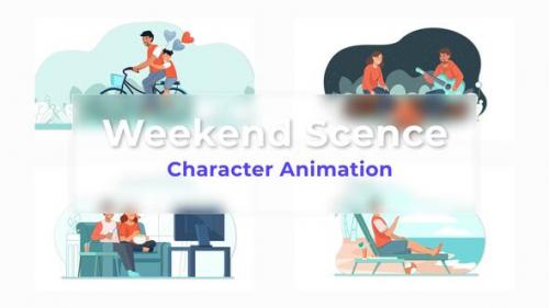 Videohive - Premiere Pro Weekend Holiday Character Animation Scene - 39671956