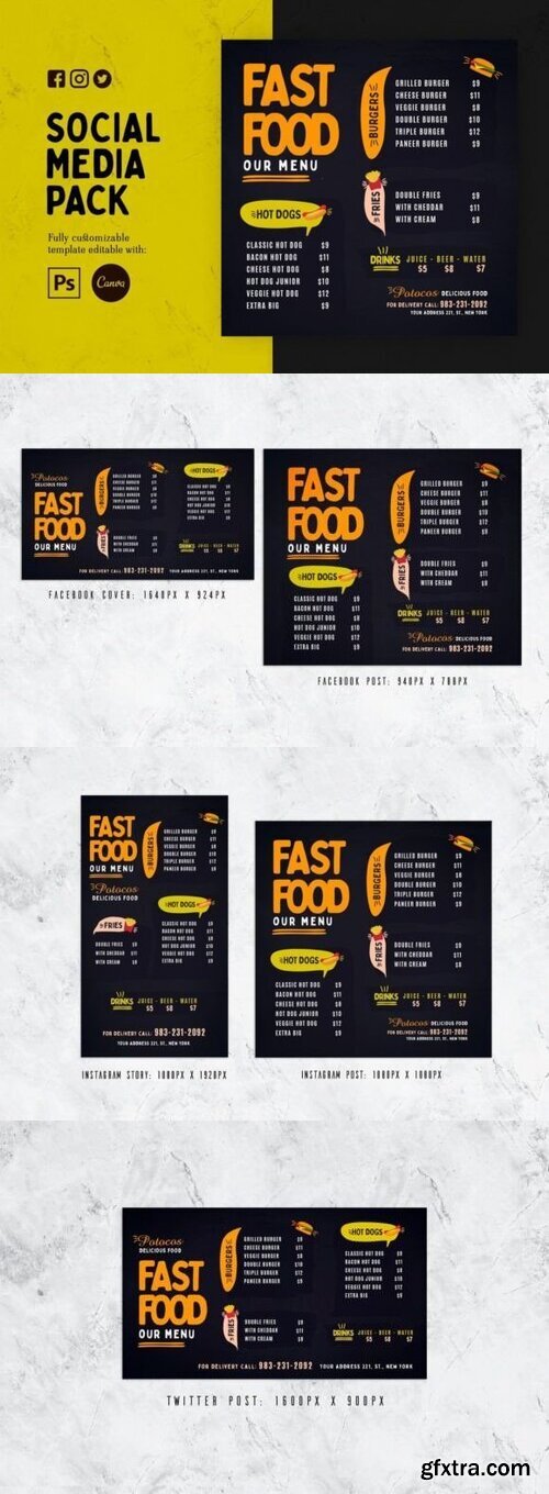 Fast Food Menu Social Media Pack