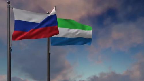 Videohive - Sierra Leone Flag Waving Along With The National Flag Of The Russia - 4K - 39652007