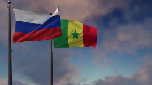 Videohive - Senegal Flag Waving Along With The National Flag Of The Russia - 4K - 39652014
