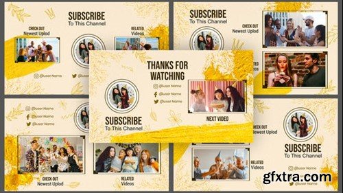 Videohive Golden Sparkle Creative Lovely Birthday Invitation Card Youtube End Screen 39693543