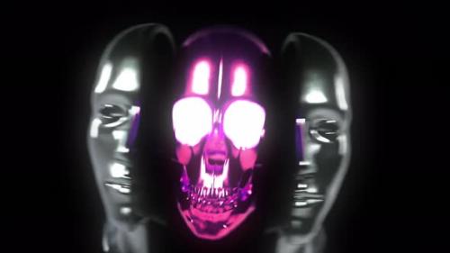 Videohive - Happy Skull in Human Head VJ Loop 4K - 39681234