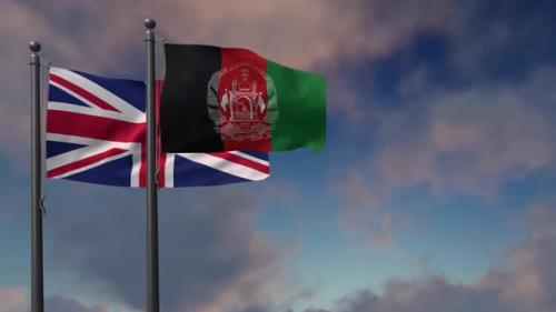 Videohive - Afghanistan Flag Waving Along With The National Flag Of The United Kingdom - 2K - 39681828
