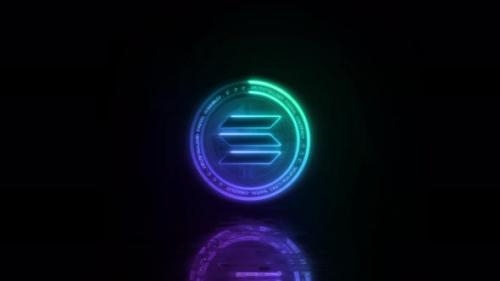 Videohive - Neon glowing solana symbol cryptocurrency. - 39684240