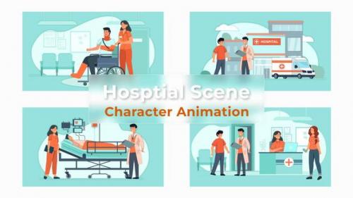 Videohive - Hospital Staff Character Animation Scene Premiere Pro Templates - 39725663