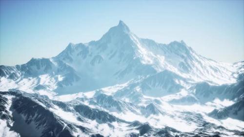 Videohive - Mountain Winter Caucasus Landscape with White Glaciers and Rocky Peak - 39705486