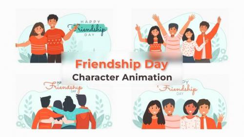 Videohive - People Enjoy Friendship Day Character Animation Scene - 39744118