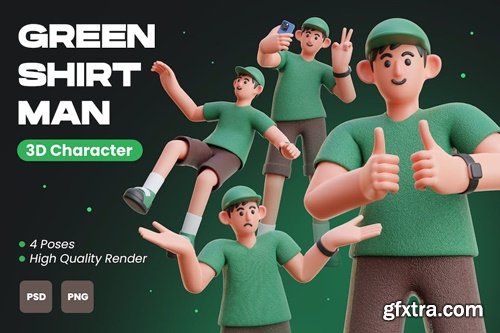 Gren Shirt Man 3D Character Illustration WDPPFS9