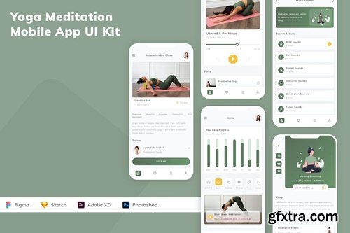 Yoga Meditation Mobile App UI Kit B3ANUYX