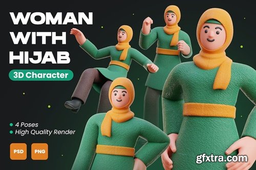 Woman with Hijab 3D Character Illustration 4W7N9L2