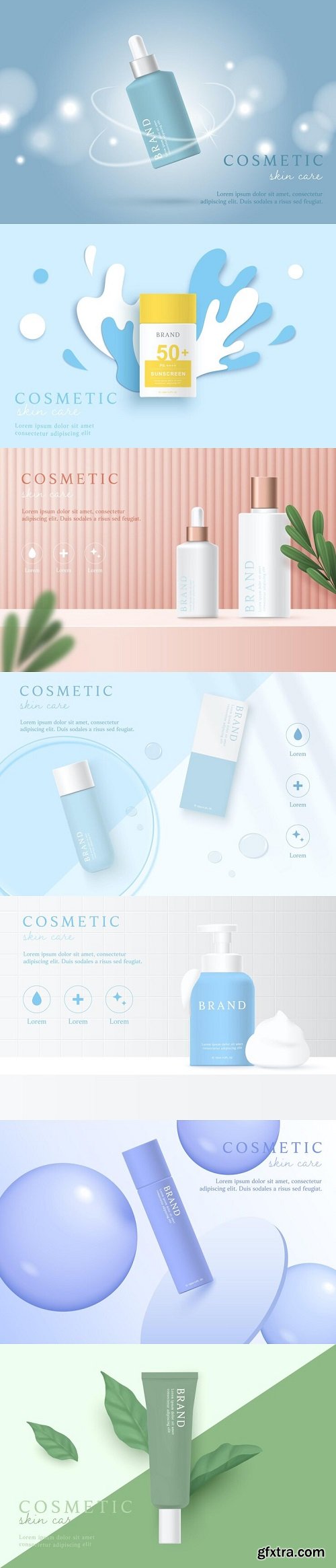 Cosmetics and skin care product ads template