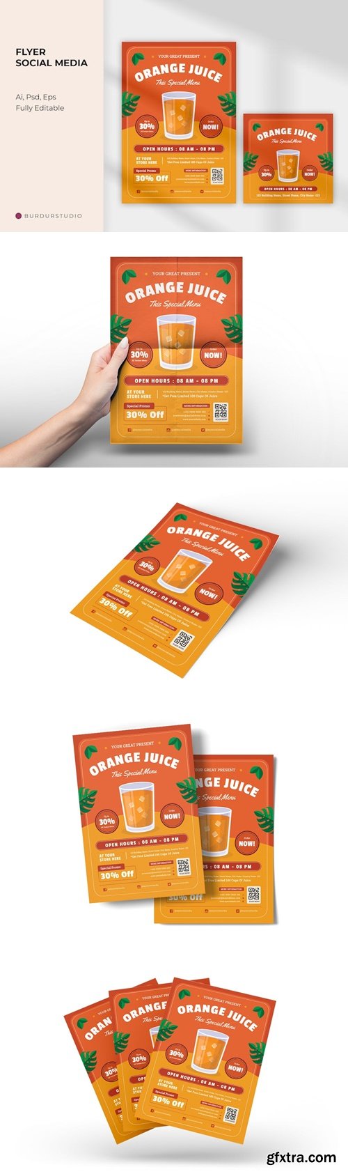 Orange Juice Flyer & Instagram Post W9D43FN
