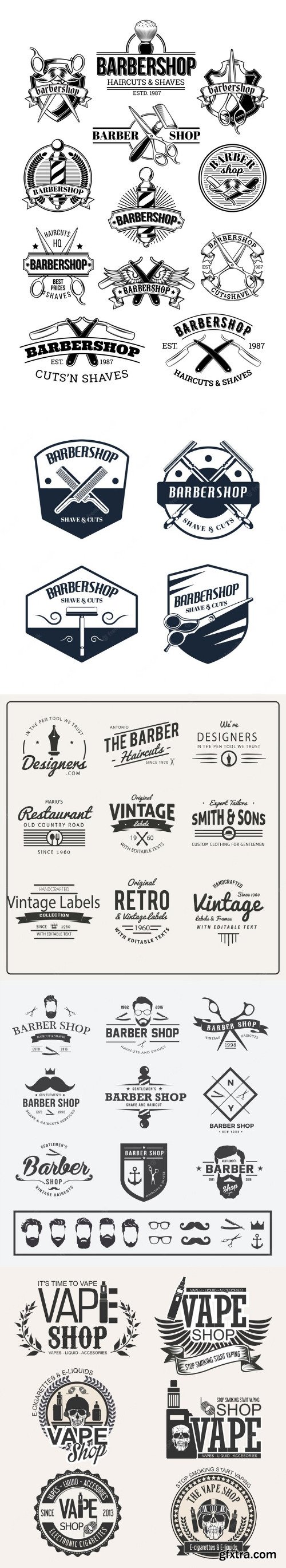 Saloon or barbar shop icon, logo equipment poster illustration art
