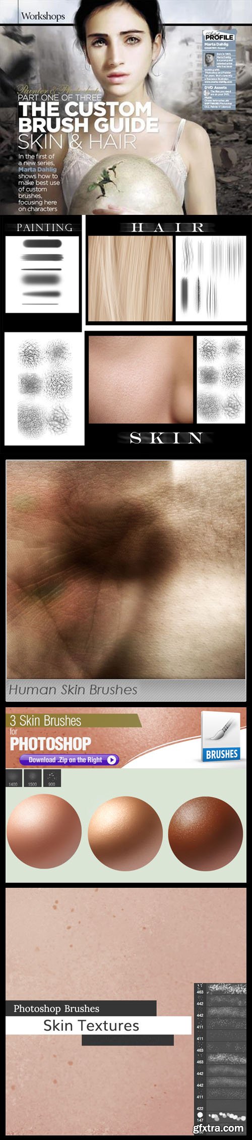 Realistic Human Skin & Hair Brushes Collection for Photoshop