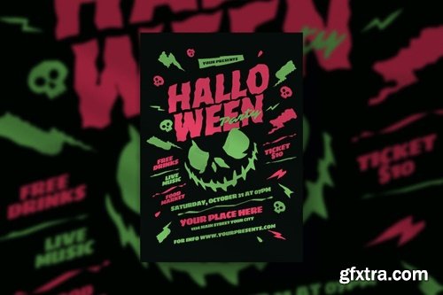Green Halloween Party Flyer 63LSTSZ
