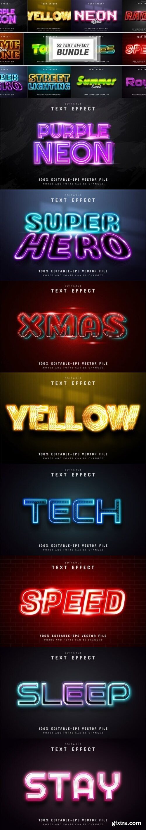 53 Neon Bundle Text Effect Editable