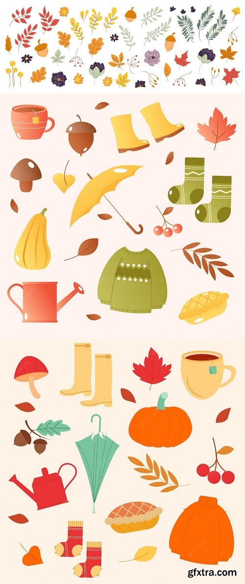 A set of elements of autumn vector illustration