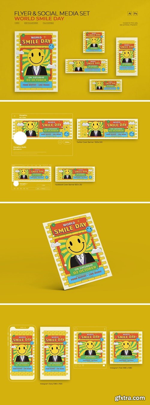 World Smile Day Flyer & Social Media Set 9KBMFXE