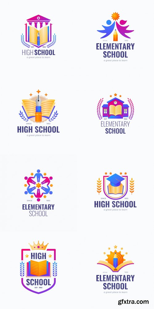 Gradient school logo design template