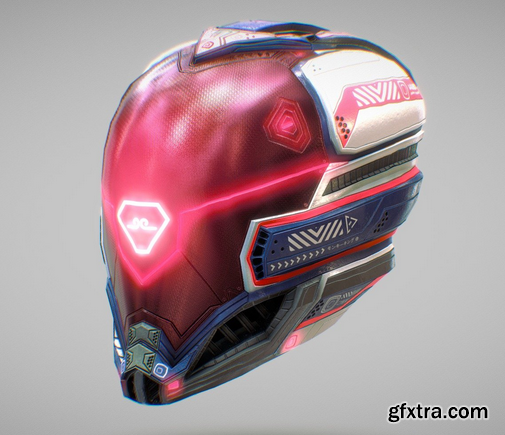 Low Poly Cyberpunk Helmet 3D Model