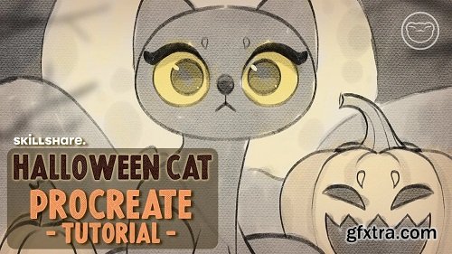 Halloween Cat: Digital Sketch Illustration in Procreate