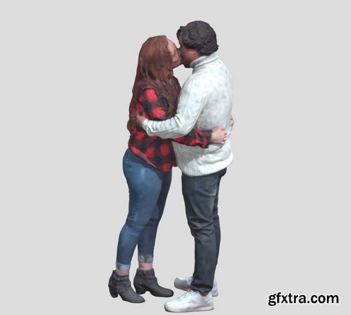 Couple kissing each other 3d model