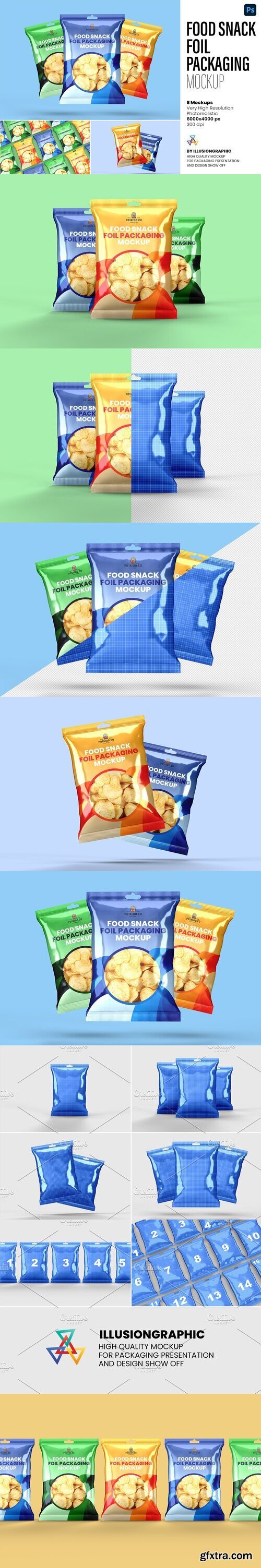 CreativeMarket - Food Snack Foil Packaging Mockup 10182120