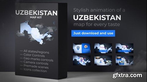 Videohive Uzbekistan Map - Republic of Uzbekistan Map Kit 39886366