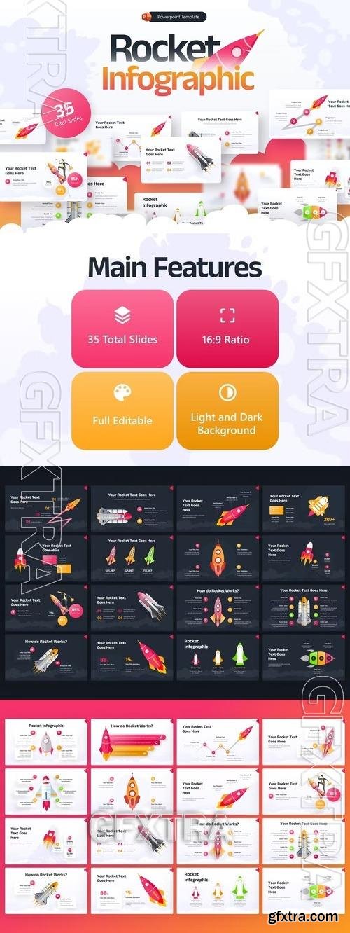 Rocket Infographic Creative PowerPoint Template SPSMP5F